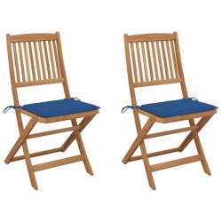 Chaises pliables de jardin 2 pcs avec coussins Bois d'acacia 3064654