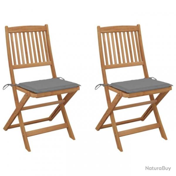 Chaises pliables de jardin 2 pcs avec coussins Bois d'acacia 3064645