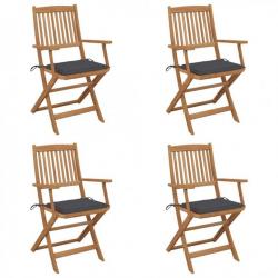 Chaises pliables de jardin 4 pcs avec coussins Bois d'acacia 3064617