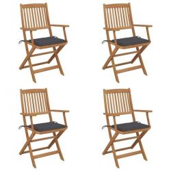 Chaises pliables de jardin 4 pcs avec coussins Bois d'acacia 3064617