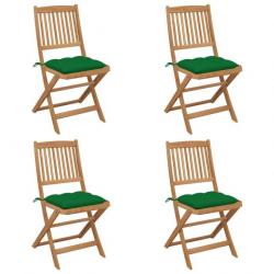 Chaises pliables de jardin 4 pcs avec coussins Bois d'acacia 3064691