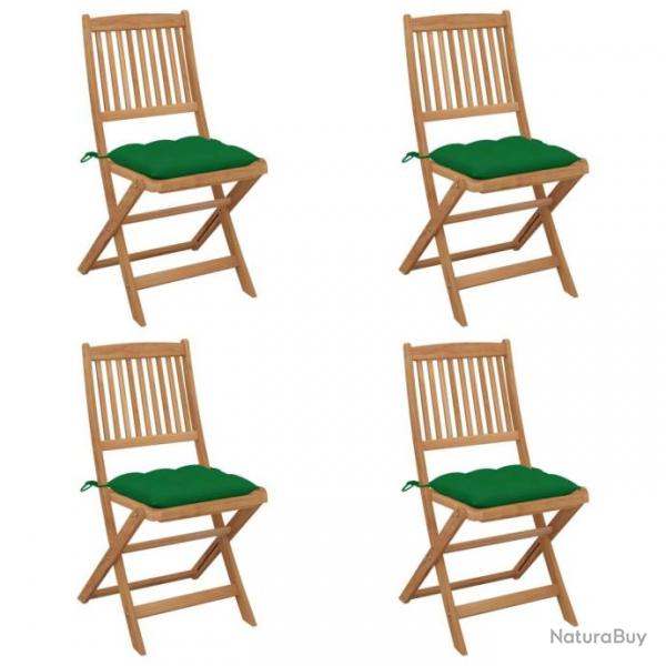 Chaises pliables de jardin 4 pcs avec coussins Bois d'acacia 3064691