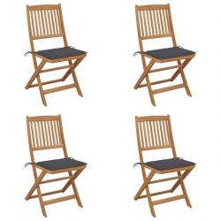 Chaises pliables de jardin 4 pcs avec coussins Bois d'acacia 3064671