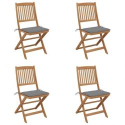 Chaises pliables de jardin 4 pcs avec coussins Bois d'acacia 3064672