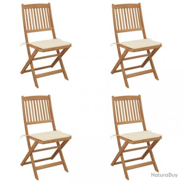 Chaises pliables de jardin 4 pcs avec coussins Bois d'acacia 3064673