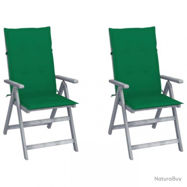 Chaises inclinables de jardin 2 pcs avec coussins Bois d'acacia 3064703