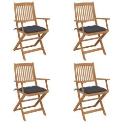 Chaises pliables de jardin 4 pcs avec coussins Bois d'acacia 3064632