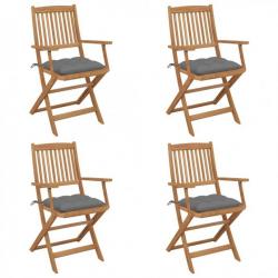 Chaises pliables de jardin 4 pcs avec coussins Bois d'acacia 3064633