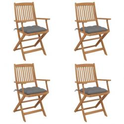 Chaises pliables de jardin 4 pcs avec coussins Bois d'acacia 3064633