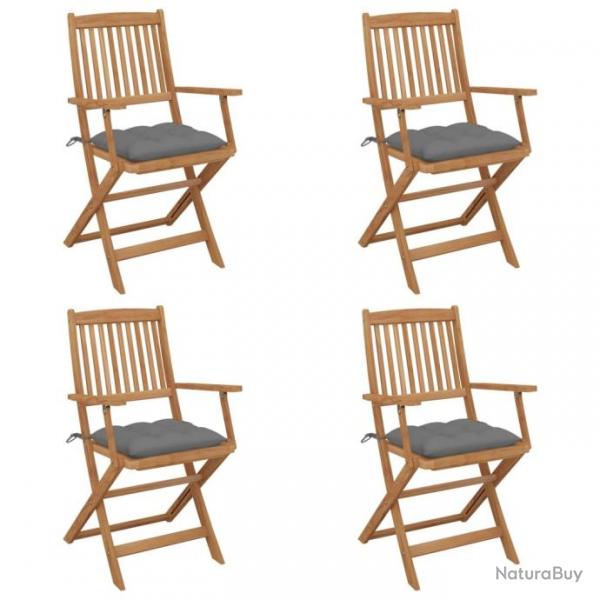 Chaises pliables de jardin 4 pcs avec coussins Bois d'acacia 3064633