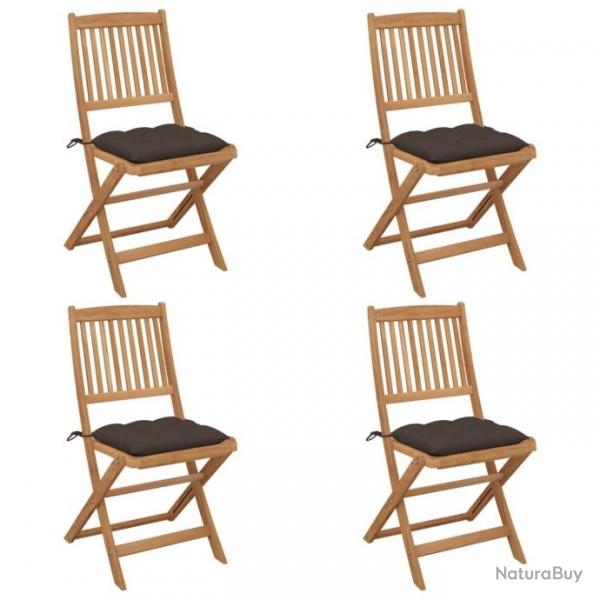 Chaises pliables de jardin 4 pcs avec coussins Bois d'acacia 3064694