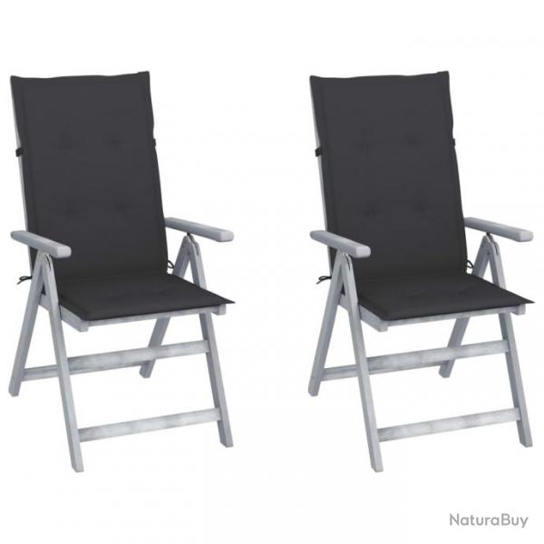 Chaises inclinables de jardin 2 pcs avec coussins Bois d'acacia 3064698