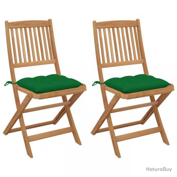 Chaises pliables de jardin 2 pcs avec coussins Bois d'acacia 3064664