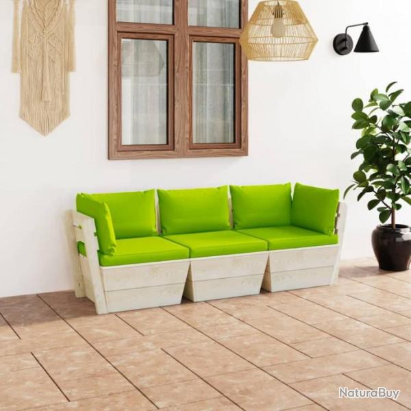 Canap palette  3 places de jardin avec coussins Bois d'pica 3063407