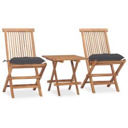 Mobilier à dîner d'extérieur pliable avec coussin 3 pcs Teck 3063213