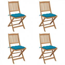 Chaises pliables de jardin 4 pcs avec coussins Bois d'acacia 3064690