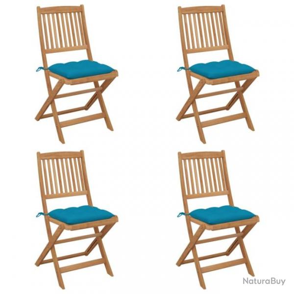 Chaises pliables de jardin 4 pcs avec coussins Bois d'acacia 3064690