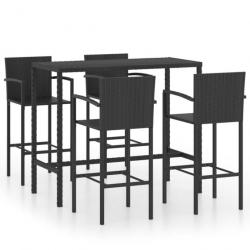 bar de jardin 5 pcs Résine tressée Noir 3064843