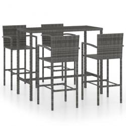 bar de jardin 5 pcs Résine tressée Gris 3064844