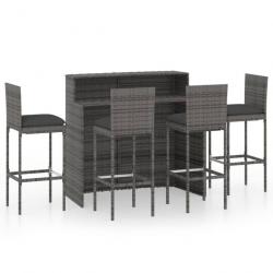 bar de jardin avec coussins 5 pcs Gris 3064884