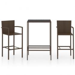 bar de jardin 3 pcs Résine tressée Marron 3064836