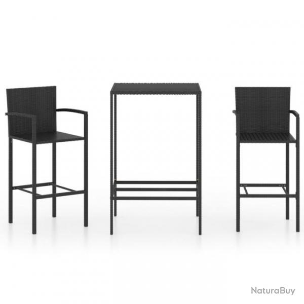 bar de jardin 3 pcs Rsine tresse Noir 3064837