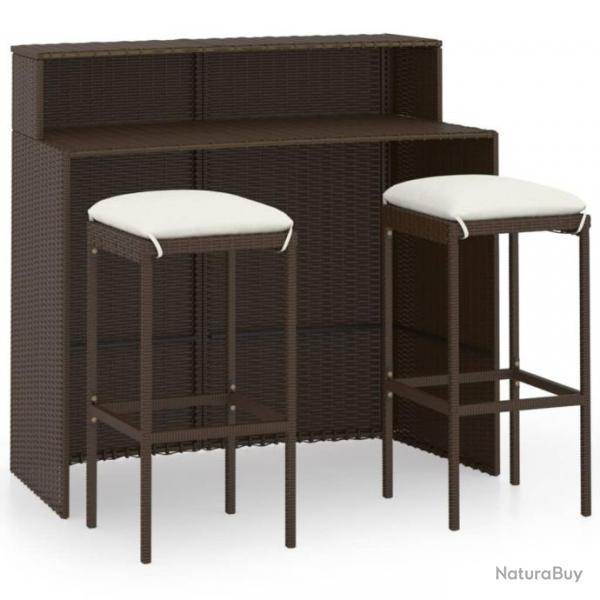 bar de jardin avec coussins 3 pcs Marron 3064872