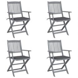 Chaises pliables d'extérieur 4 pcs avec coussins Bois d'acacia 3064509