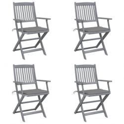 Chaises pliables d'extérieur 4 pcs avec coussins Bois d'acacia 3064510