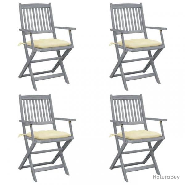 Chaises pliables d'extrieur 4 pcs avec coussins Bois d'acacia 3064526