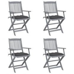 Chaises pliables d'extérieur 4 pcs avec coussins Bois d'acacia 3064524