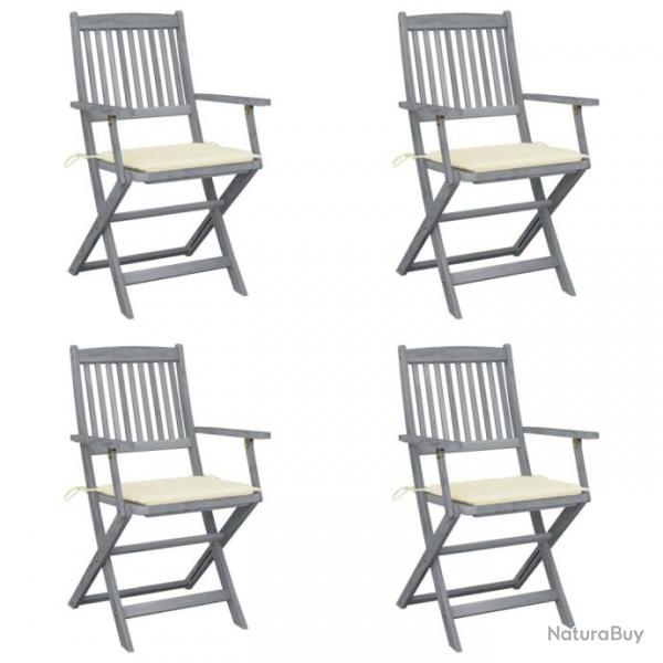 Chaises pliables d'extrieur 4 pcs avec coussins Bois d'acacia 3064511