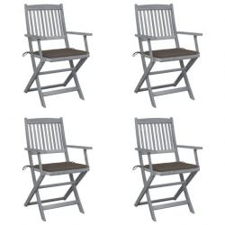 Chaises pliables d'extérieur 4 pcs avec coussins Bois d'acacia 3064517