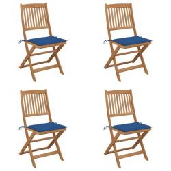 Chaises pliables de jardin 4 pcs avec coussins Bois d'acacia 3064681