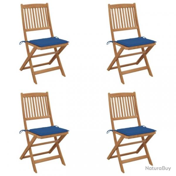 Chaises pliables de jardin 4 pcs avec coussins Bois d'acacia 3064681