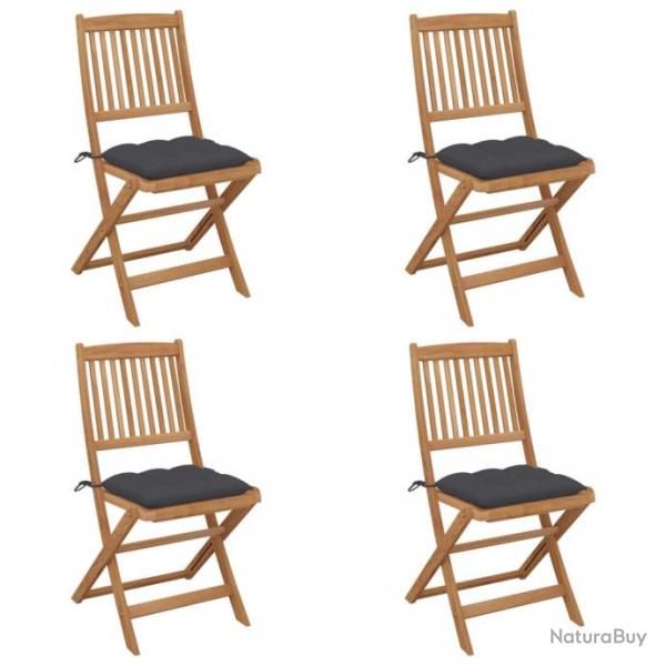 Chaises pliables de jardin 4 pcs avec coussins Bois d'acacia 3064686