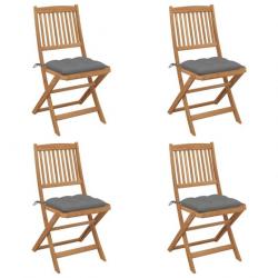 Chaises pliables de jardin 4 pcs avec coussins Bois d'acacia 3064687