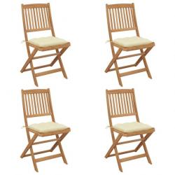 Chaises pliables de jardin 4 pcs avec coussins Bois d'acacia 3064688