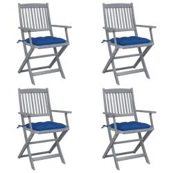 Chaises pliables d'extérieur 4 pcs avec coussins Bois d'acacia 3064534