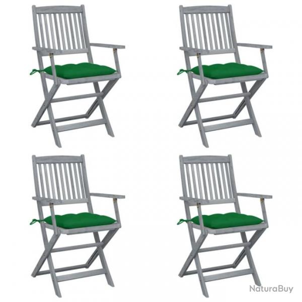 Chaises pliables d'extrieur 4 pcs avec coussins Bois d'acacia 3064529