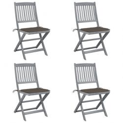 Chaises pliables d'extérieur 4 pcs avec coussins Bois d'acacia 3064571