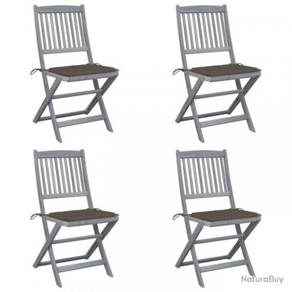 Chaises pliables d'extrieur 4 pcs avec coussins Bois d'acacia 3064571