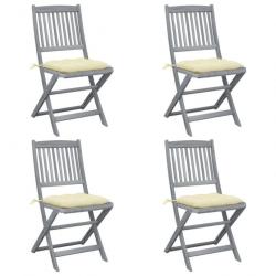 Chaises pliables d'extérieur 4 pcs avec coussins Bois d'acacia 3064580