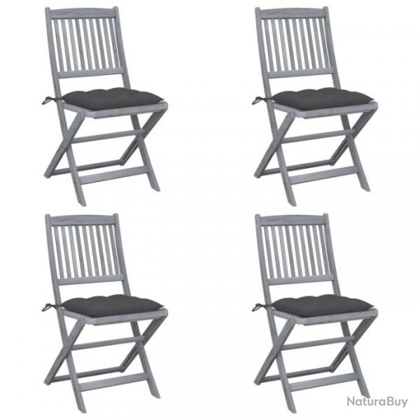 Chaises pliables d'extrieur 4 pcs avec coussins Bois d'acacia 3064578