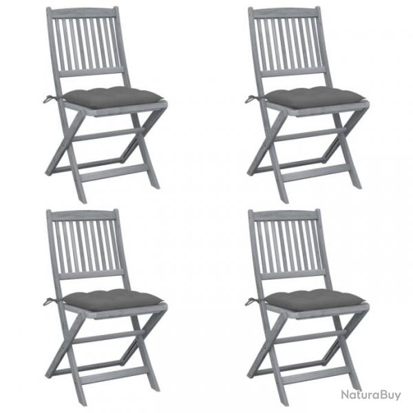 Chaises pliables d'extrieur 4 pcs avec coussins Bois d'acacia 3064579