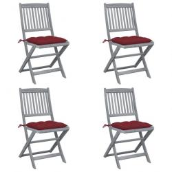 Chaises pliables d'extérieur 4 pcs avec coussins Bois d'acacia 3064587