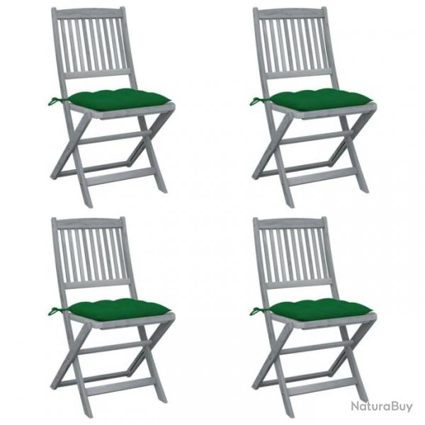 Chaises pliables d'extrieur 4 pcs avec coussins Bois d'acacia 3064583