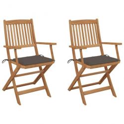 Chaises pliables de jardin 2 pcs avec coussins Bois d'acacia 3064598