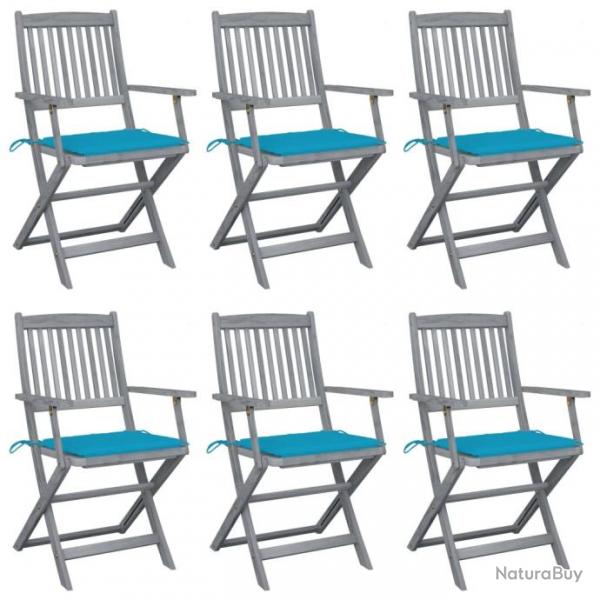 Chaises pliables d'extrieur 6 pcs avec coussins Bois d'acacia 3065417