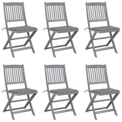 Chaises pliables d'extérieur 6 pcs avec coussins Bois d'acacia 3065435